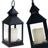 Lampka Latarnia Led Czarna Do Domu Ogrodu Baterie Oświetlenie Balkon Taras