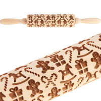 Wałek Drewniany Do Ciasta Ozdobne Wytłoczenia Świąteczne