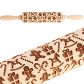 Wałek Drewniany Do Ciasta Ozdobne Wytłoczenia Świąteczne