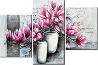 60 90CM OBRAZ 3 ELEM MAGNOLIE WAZONACH ŚCIENNY DRUK PŁÓTNO