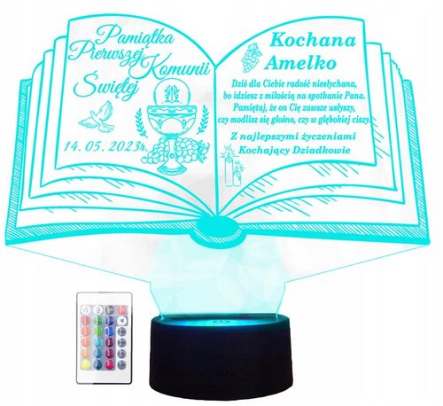 Lampka Pamiątka Pierwszej I Komunii Świętej Podziekowanie Imię Grawer na Arena.pl