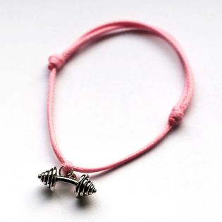 Fit Kolekcja - Bransoletka ze sznurka z wygiętą sztangą baby pink
