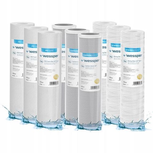 Filtr do wody wkład węglowy sznurkowy piankowy 10" 5 mikron PP5 9 szt na Arena.pl