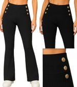 SPODNIE DZWONY PRĄŻEK SZEROKA NOGAWKA WYSOKI STAN S/M