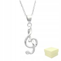 Srebrny Naszyjnik Damski 925 Łańcuszek na Prezent dla Muzyka Nuta Nutka