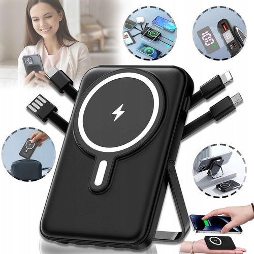 SZYBKI BEZPRZEWODOWY POWER BANK z MagSafe INDUKCYJNY PODSTAWKA 10000mAh na Arena.pl