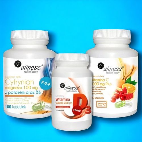 Aliness Witamina C 1000 + D3 4000 IU + Cytrynian Magnezu Potas B6 + GRATIS! na Arena.pl