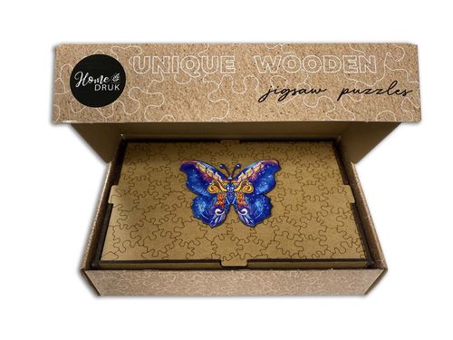 Puzzle Drewniane dla dzieci i dorosłych Motyl 2 w pudełku drewnianym na Arena.pl