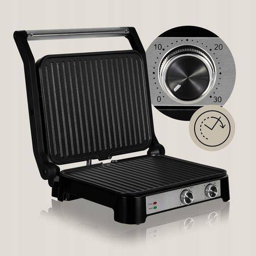 Grill elektryczny Kontaktowy OPIEKACZ Kanapek Panini DUŻY 2000W TIMER na Arena.pl