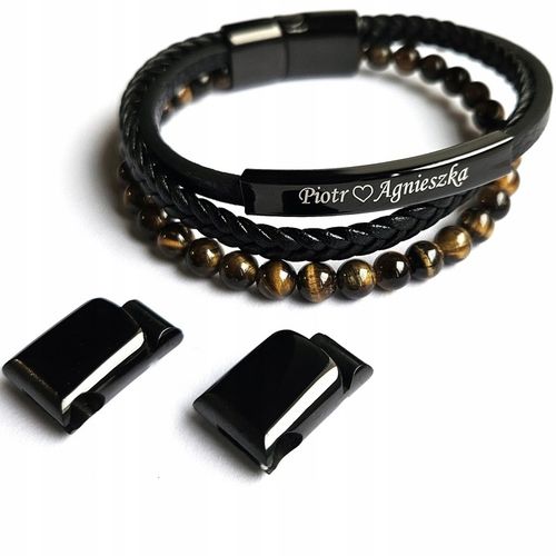 Bransoletka męska REGULOWANA 20-23CM TYGRYSIE OKO SKÓRA JAKOŚĆ VERSATILE na Arena.pl