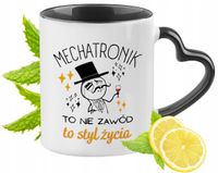 Kubek Czarny Z Uszkiem W Kształcie Serca Dla Mechatronika Na Prezent
