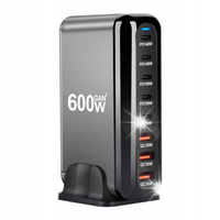 Stacja szybkiego ładowania 8 w 1 USB C + USB A, 600 W GaN3, do telefonu i l