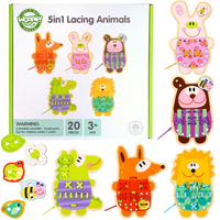 WOOPIE GREEN Drewniana Sznurowanka 5w1 Zwierzat