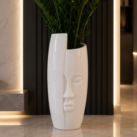 Biała donica Twarz 72 cm - designerska donica dekoracyjna Premium