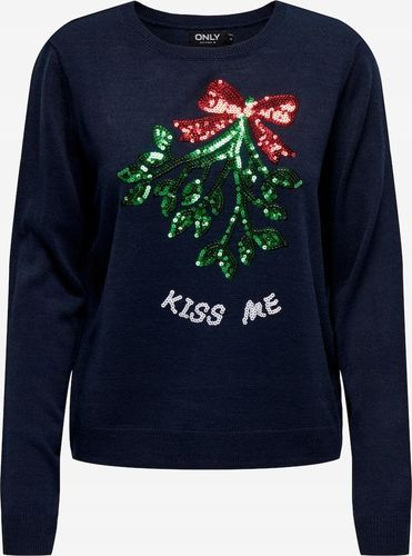ONLY Sweter 'XMAS MISTLETOE' w kolorze Niebieska S na Arena.pl
