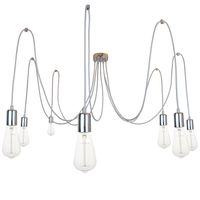 Lampa Wisząca Pająk 7 Srebrny Chrom Z Przewodem Jasno Szarym E27