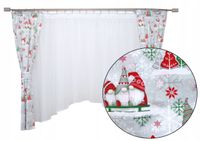 Firana i zasłony GNOMY krasnale komplet ŚWIĘTA BOŻE NARODZENIE salon kuchni
