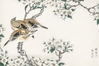 Plakat 30x20cm Meadow Bunting, Kashu Japoński Vintage do Salonu