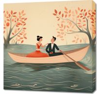 Obraz 70x70cm Romantyczna Eskapada po Rzece