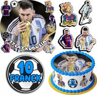 ZESTAW OPŁATEK NA TORT 20CM + 17 POSTACI - MESSI + IMIĘ 15CM 18CM