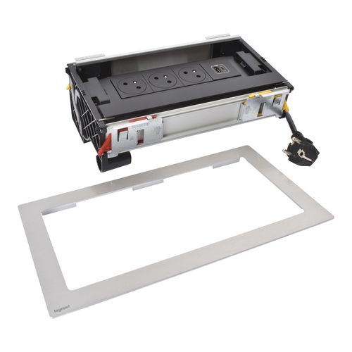 Gniazdo meblowe FLIP UP z chowaną pokrywą 3X2P+Z/USB A+C z przewodem 2m - METAL Legrand 654850 na Arena.pl