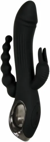 evolved trifecta rabbit vibrator black - trojfunkcyjny model silikonowy usb na Arena.pl
