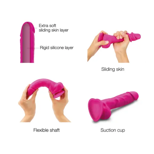 strap-on-me sliding skin fuchsia l - silikonowy model z ruchomą na Arena.pl