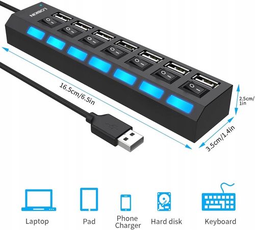Rozdzielacz rozgałęźnik USB 7w1 na Arena.pl