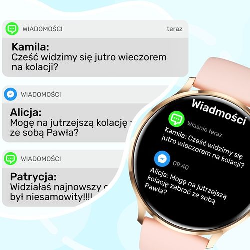 SMARTWATCH ZEGAREK DAMSKI MENU POLSKIE SPORT PULS ROZMOWY SMART WATCH PL na Arena.pl