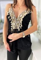 Czarna bluzka boho z haftem koronkowa MAGNETISM