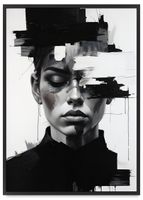 Plakat abstrakcyjny portret w ramie 21x30 cm w czarnej ramie