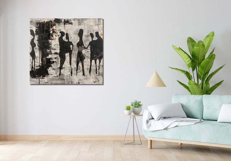 Obraz 100x90cm Szarzy Ludzie zdjęcie 2