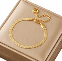 Bransoletka Złota Stal Chirurgiczna Pozłacana 18K Damska Pancerka Elegancka