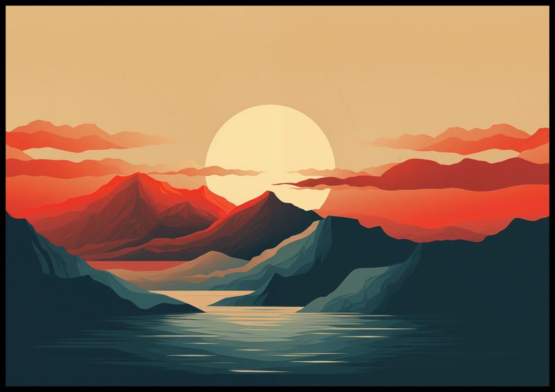 Plakat 100x70cm Zachód Słońca nad Górami zdjęcie 2