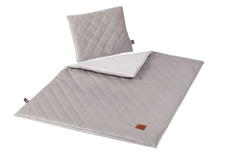 Koc z poduszką szary velvet soft zdjęcie 3