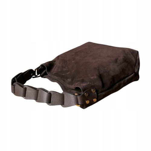 Czekoladowa zamszowa torebka brązowa shopper ZAMSZ NATURALNY Vera Pelle na Arena.pl