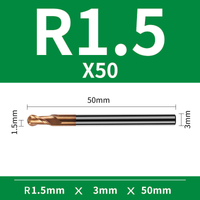 Frez kulowy, kula 2-ostrzowy VHM powłoka TiSiN Rozmiar: Ø3xR1.5x3Dx50L