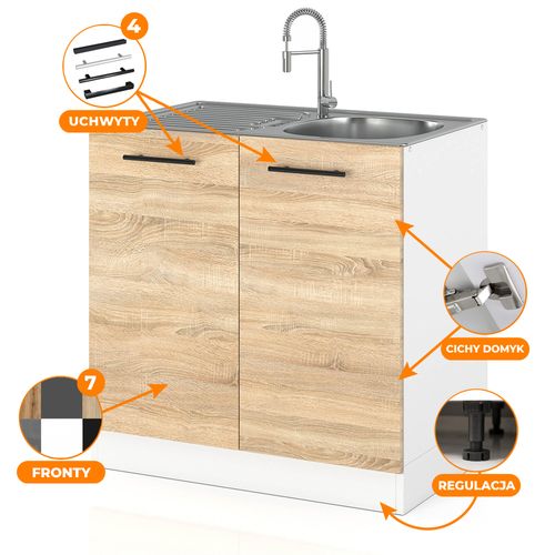 szafka kuchenna modułowa stojąca pod zlewozmywak 80cm spremium dąb sonoma na Arena.pl