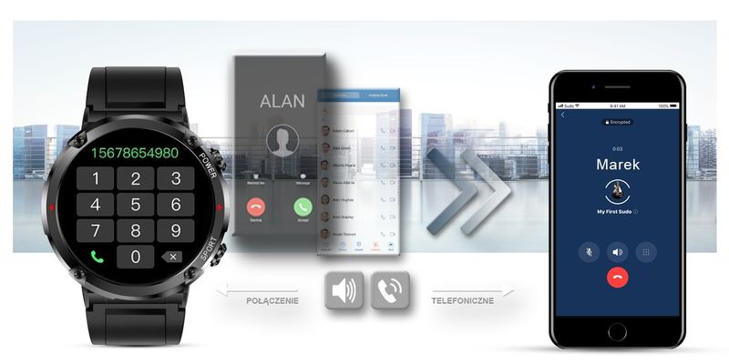 smartwatch gravity gt21-6 + czerwony pasek silikonowy zdjęcie 12