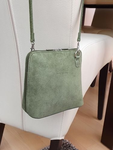 VERA PELLE torebka damska zamszowa listonoszka z paskiem V452 c.szara na Arena.pl