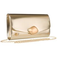 wizytowa kopertówka damska ze skóry ekologicznej w jasno złotym kolorze