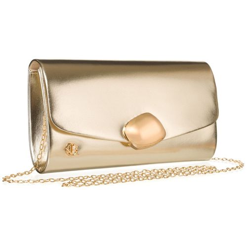 wizytowa kopertówka damska ze skóry ekologicznej w jasno złotym kolorze na Arena.pl