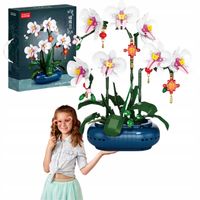Kwiat z klocków storczyk DIY 587 el. dekoracja prezent kreatywny zestaw 6+