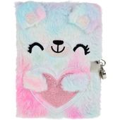 PAMIĘTNIK PLUSZOWY ZESZYT NOTATNIK Z KŁÓDKĄ A5 MIŚ TĘCZOWY SEKRETNIK DZIECI