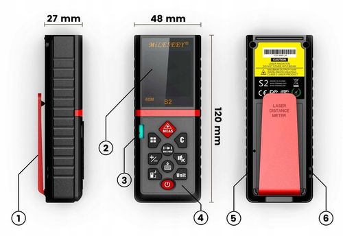 DALMIERZ LASEROWY PROFESJONALNY CYFROWY MIERNIK ODLEGŁOŚCI 60 METRÓW S2 LCD na Arena.pl