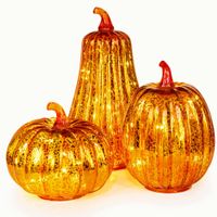 DYNIE DEKORACYJNE LED SZKLANE 3 SZT TIMER JESIENNE OZDOBY HALLOWEEN