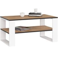 Stolik kawowy ALEX 92 cm ława kawowa 2 poziomy - dąb craft biała