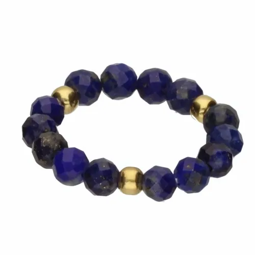 PIERŚCIONEK NA GUMCE KAMIEŃ NATURALNY LASPIS ŚWIADOMOŚĆ INTELIGENCJA SPOKÓJ na Arena.pl