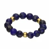 PIERŚCIONEK NA GUMCE KAMIEŃ NATURALNY LASPIS ŚWIADOMOŚĆ INTELIGENCJA SPOKÓJ