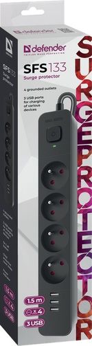 Listwa Zasilająca Przedłużacz z 3xUSB z Włącznikiem Antyprzepięciowa 1,5m na Arena.pl